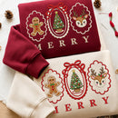 Merry Christmas Embroidered Sweatshirt Cozy Holiday Outfit Women Men-10